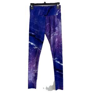 Goldsheep Leggings Medium Purple Galaxy Yoga Stretch Run Mid Rise Athleisure K20